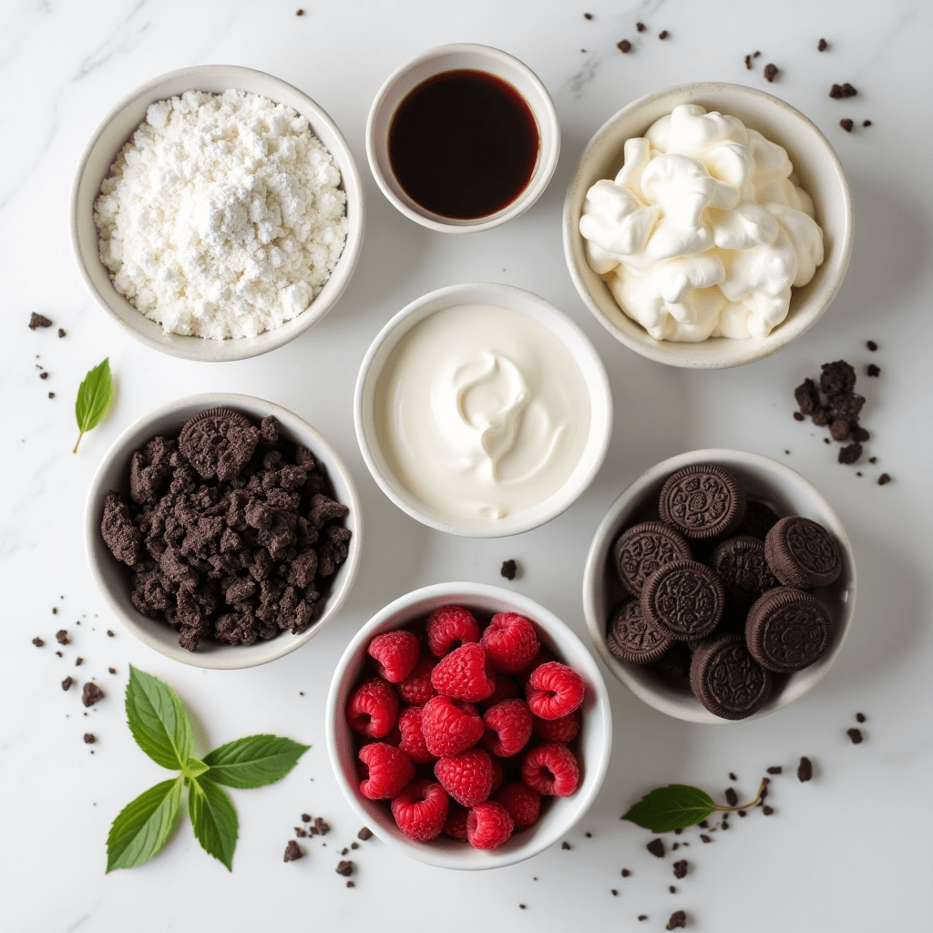 Ingredients for Himbeer Oreo Dessert