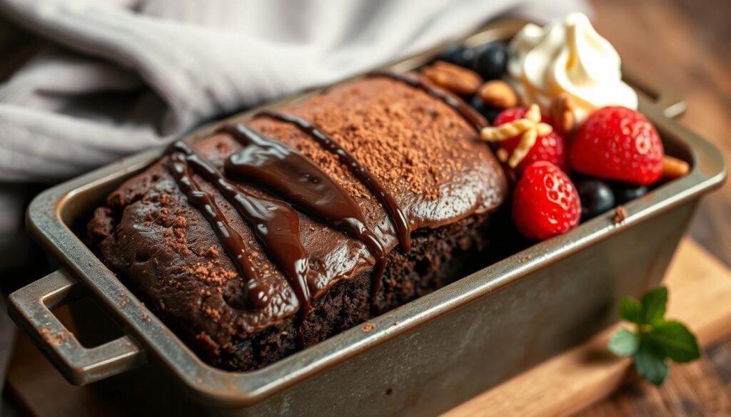 Chocolate cake in a bread pan serving suggestions Chocolate cake in a bread pan serving suggestions
