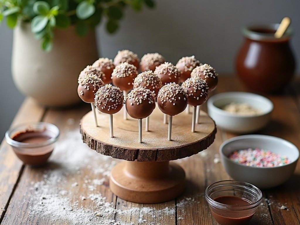 How Much Is a Cake Pop at Starbucks? Price Breakdown 2 Homemade cake pops drying on a wooden stand with melted chocolate and sprinkles